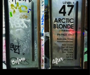 Arctic Blonde door graphic factory building - Copy